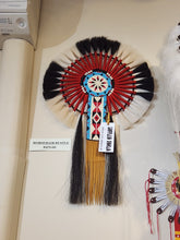 Load image into Gallery viewer, HORSEHAIR BUSTLE - OFF WHITE WITH BLUE, RED & BLACK BEADING