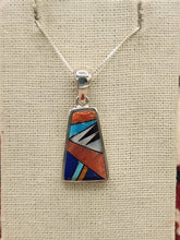 Load image into Gallery viewer, MULTI INLAY PENDANT ON CHAIN - ZUNI