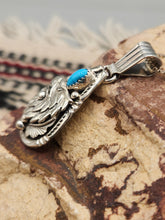 Load image into Gallery viewer, EAGLE HEAD WITH TURQUOISE PENDANT ON CHAIN - HENRY ATTAKAI