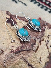 Load image into Gallery viewer, KINGMAN TURQUOISE OVAL SHAPED EARRINGS