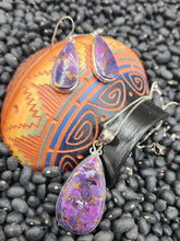 Load image into Gallery viewer, PURPLE COPPER TURQUOISE NECKLACE & EARRINGS SET- TEARDROP