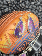 Load image into Gallery viewer, PURPLE COPPER TURQUOISE NECKLACE & EARRINGS SET- TEARDROP