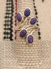 Load image into Gallery viewer, PURPLE COPPER TURQUOISE RING - 5 STONE - SIZE 7.5