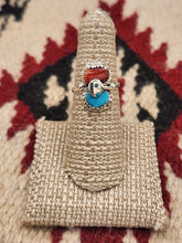Load image into Gallery viewer, TURQUOISE & CORAL SNAKE RING - SIZE 6.5 - EFFIE CALAVAZA
