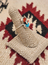 Load image into Gallery viewer, TURQUOISE & CORAL SNAKE RING - SIZE 6.5 - EFFIE CALAVAZA