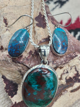 Load image into Gallery viewer, CHRYSOCOLLA PENDANT & EARRINGS SET- OVAL