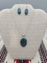Load image into Gallery viewer, CHRYSOCOLLA PENDANT & EARRINGS SET- OVAL