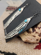 Load image into Gallery viewer, LONG OVERLAY FEATHER EARRINGS - TOMMY & ROSITA SINGER