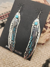 Load image into Gallery viewer, LONG OVERLAY FEATHER EARRINGS - TOMMY & ROSITA SINGER