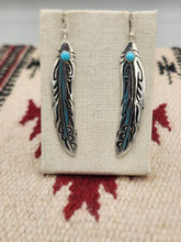 Load image into Gallery viewer, LONG OVERLAY FEATHER EARRINGS - TOMMY & ROSITA SINGER