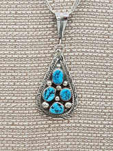 Load image into Gallery viewer, TURQUOISE 4 STONE TEARDROP SHAPED PENDANT- DARLENE BEGAY