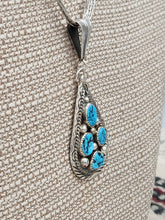 Load image into Gallery viewer, TURQUOISE 4 STONE TEARDROP SHAPED PENDANT- DARLENE BEGAY