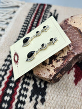 Load image into Gallery viewer, ONYX EARRINGS - LONG- STERLING SILVER