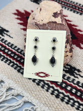 Load image into Gallery viewer, ONYX EARRINGS - LONG- STERLING SILVER