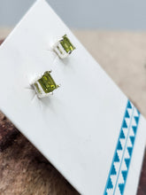 Load image into Gallery viewer, PERIDOT MINI POST EARRINGS - 4 MM X 4 MM - SQUARE