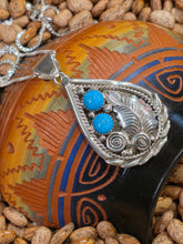 Load image into Gallery viewer, EX LARGE 2 TURQUOISE STONE TEARDROP NECKLACE- JULIA ETSITTY