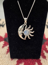 Load image into Gallery viewer, MOONSTONE SUN & CRESCENT MOON NECKLACE