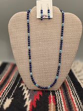 Load image into Gallery viewer, LAPIS LAZULI & TURQUOISE BEADED NECKLACE & EARRINGS - 6MM