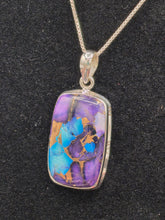 Load image into Gallery viewer, KINGMAN ICE BLUE DAHLIA PENDANT & EARRINGS SET - RECTANGLE