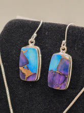 Load image into Gallery viewer, KINGMAN ICE BLUE DAHLIA PENDANT & EARRINGS SET - RECTANGLE
