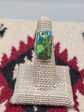 Load image into Gallery viewer, GREEN COPPER TURQUOISE RING - RECTANGULAR - SIZE 6.5
