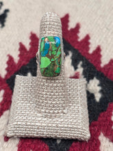 Load image into Gallery viewer, GREEN COPPER TURQUOISE RING - RECTANGULAR - SIZE 6.5
