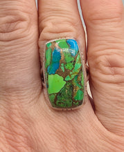 Load image into Gallery viewer, GREEN COPPER TURQUOISE RING - RECTANGULAR - SIZE 6.5
