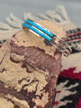 Load image into Gallery viewer, BLUE OPAL INLAY DOUBLE ROW CUFF BRACELET- ZUNI - ANSON WALLACE