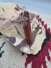 Load image into Gallery viewer, RED JASPER WRAPPED CRYSTAL POINT NECKLACE