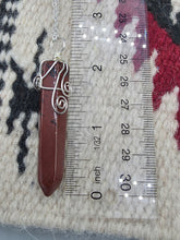 Load image into Gallery viewer, RED JASPER WRAPPED CRYSTAL POINT NECKLACE