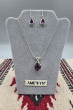 Load image into Gallery viewer, AMETHYST TEARDROP PENDANT & EARRINGS SET
