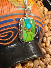 Load image into Gallery viewer, GREEN COPPER TURQUOISE NECKLACE - RECTANGLE