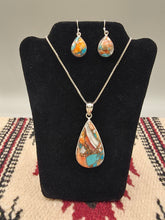 Load image into Gallery viewer, TURQUOISE & SPINY OYSTER SHELL NECKLACE & EARRINGS - TEARDROP