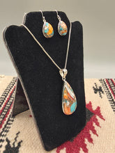 Load image into Gallery viewer, TURQUOISE & SPINY OYSTER SHELL NECKLACE & EARRINGS - TEARDROP