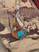 Load image into Gallery viewer, TURQUOISE & SPINY OYSTER SHELL NECKLACE & EARRINGS - TEARDROP