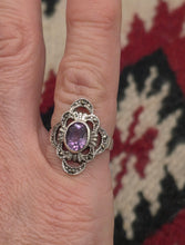 Load image into Gallery viewer, AMETHYST RING MARCASITE SETTING - SIZE 7