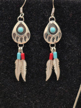 Load image into Gallery viewer, LIQUID SILVER TURQUOISE BEAR PAW NECKLACE & EARRING SET