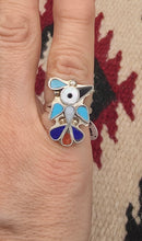 Load image into Gallery viewer, ZUNI PEYOTE BIRD INLAY RING - PINO YUNIE - SIZE 6.5