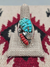 Load image into Gallery viewer, MASSIVE TURQUOISE & CORAL MEN'S RING - LOYOLITA TSATTE - SIZE 13