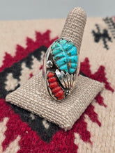 Load image into Gallery viewer, MASSIVE TURQUOISE & CORAL MEN'S RING - LOYOLITA TSATTE - SIZE 13