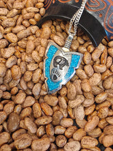Load image into Gallery viewer, LARGE TURQUOISE CHIP INLAY ARROWHEAD FEATURING BEAR