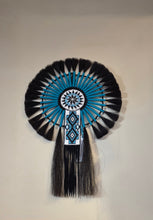 Load image into Gallery viewer, HORSEHAIR BUSTLE - TURQUOISE WITH BLACK, WHITE & TURQUOISE BEADING