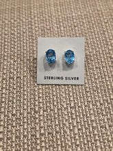Load image into Gallery viewer, BLUE TOPAZ MINI POST EARRINGS - 5 x 7 OVAL