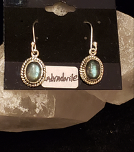 Load image into Gallery viewer, LABRADORITE SMALL OVAL EARRINGS