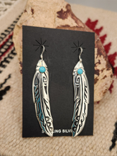 Load image into Gallery viewer, LONG OVERLAY FEATHER EARRINGS - TOMMY & ROSITA SINGER