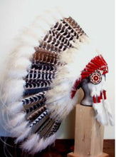 Load image into Gallery viewer, BARRED TURKEY FEATHER BONNET