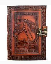 Load image into Gallery viewer, LEATHER LOCKING JOURNAL - HORSE
