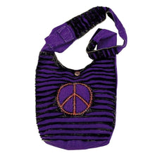 Load image into Gallery viewer, MONK BAG - PURPLE/BLACK PEACE SIGN
