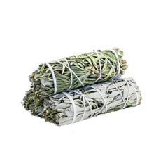 Load image into Gallery viewer, WHITE SAGE &amp; ROSEMARY 4&quot; WANDS - 2 PACK
