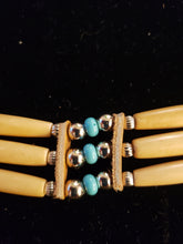 Load image into Gallery viewer, BONE CHOKER 3 STRAND - STERLING & GLASS BEADS